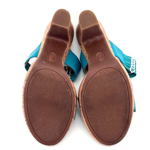 Eurosoft by Sofft Fayann Turquoise Cork Wedge Platform Heels Womens Shoes 10W - Picture 13 of 16